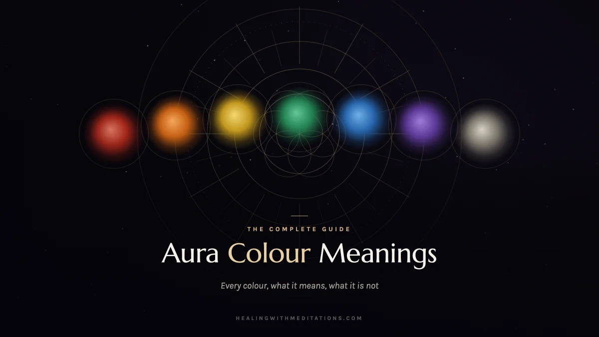 Seven coloured lights of the aura spectrum arranged on an arc
