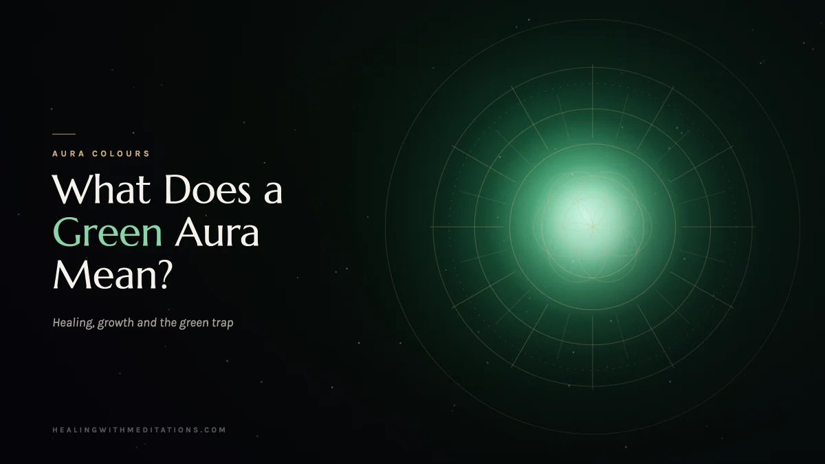 An emerald green aura of light inside concentric gold aura rings