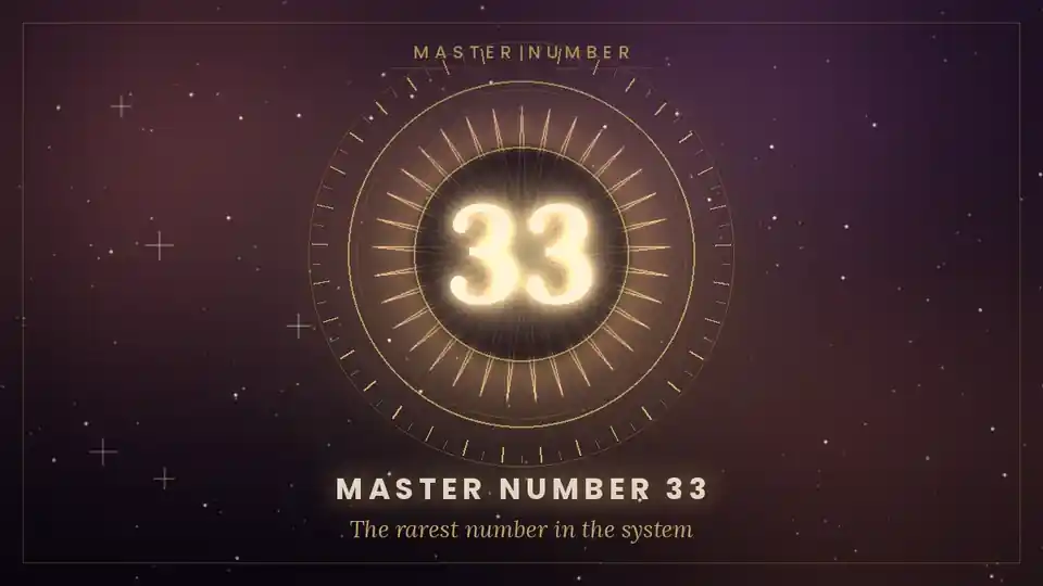 Life Path Number 33 (Master Number 33): Meaning, Rarity and the Shadow 1 Master number 33 in numerology — a glowing numeral 33 inside a golden thirty-three-ray halo on a starfield dial